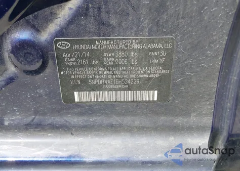 2014 Hyundai Elantra Se from USA, damaged, VIN 5NPDH4AE1EH524229